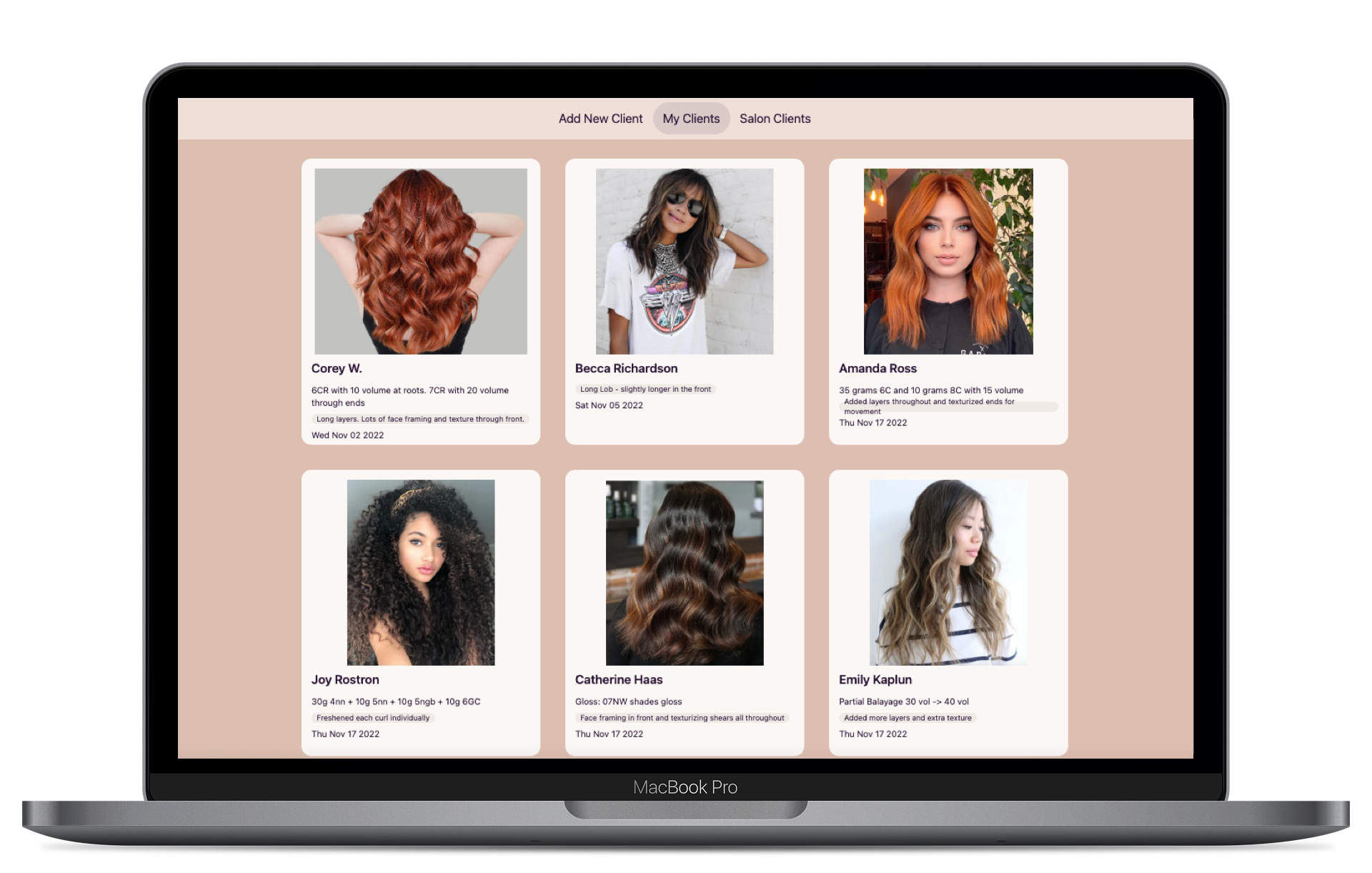 Preview of 'My Clients' page on Mac